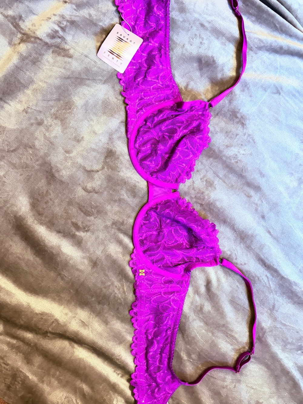 Savage X Fenty Lace Balconette Bra - Purple Gem 40C New with Tags “Not Sorry”